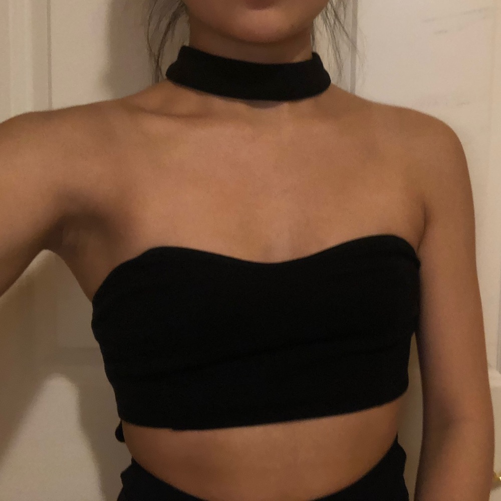 Black body suit with cut out and choker